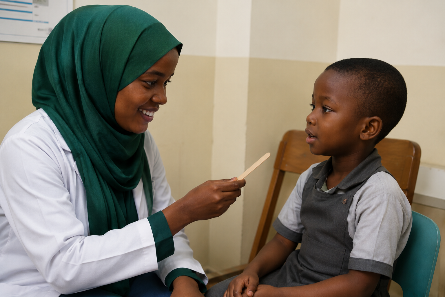 A child receiving healthcare support