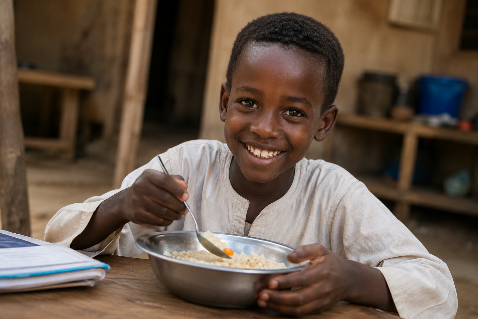 A child receiving a nutritious meal